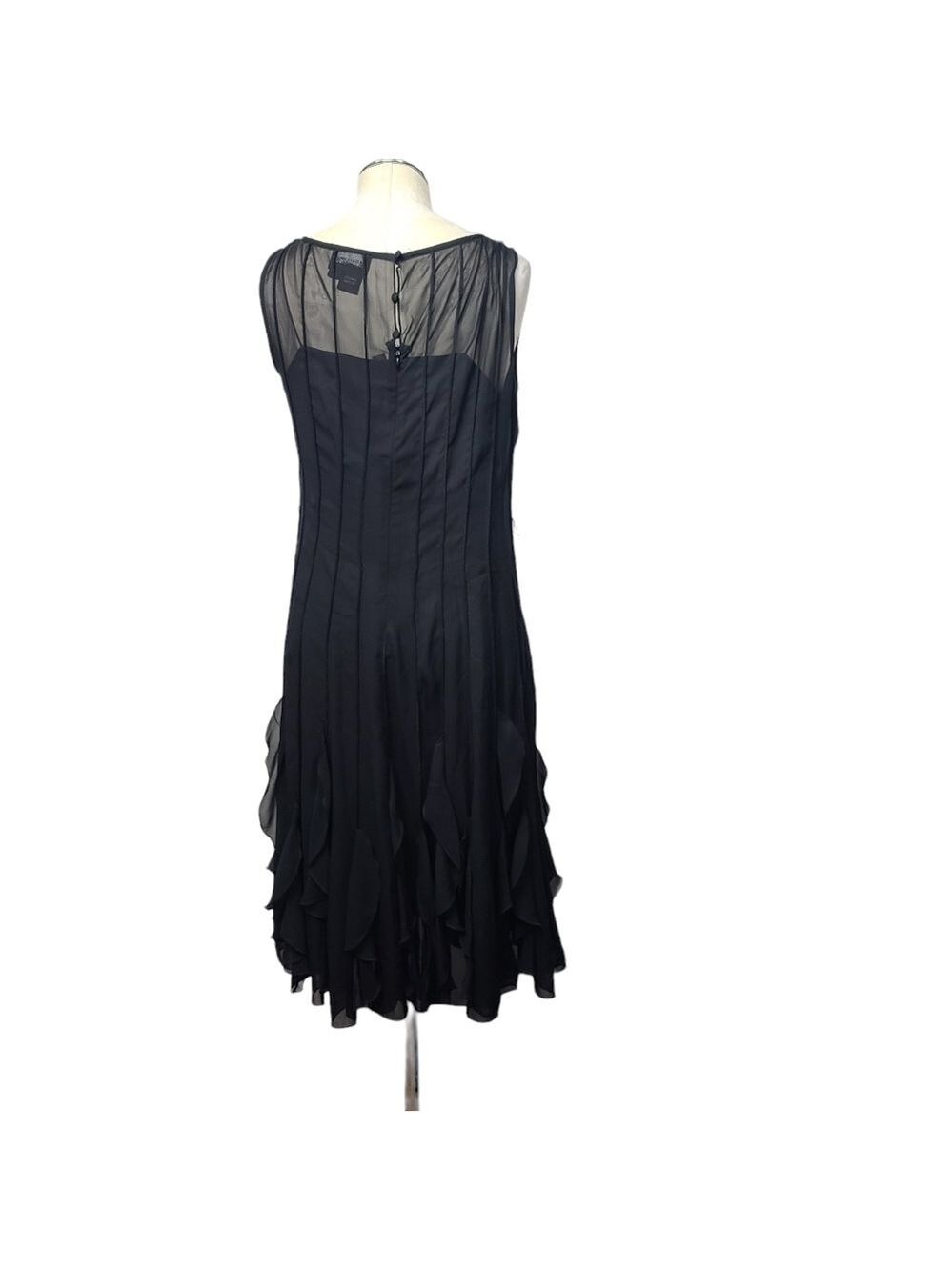 Adrianna Papell Ruffle Black Sleeveless Dress 10 - Picture 6 of 10